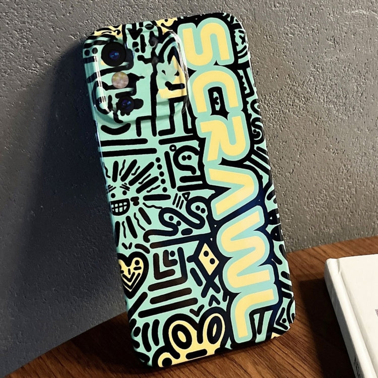 For iPhone X / XS Painted Pattern Precise Hole PC Phone Case(Green SCR) - More iPhone Cases by PMC TechLife | Online Shopping South Africa | PMC TechLife