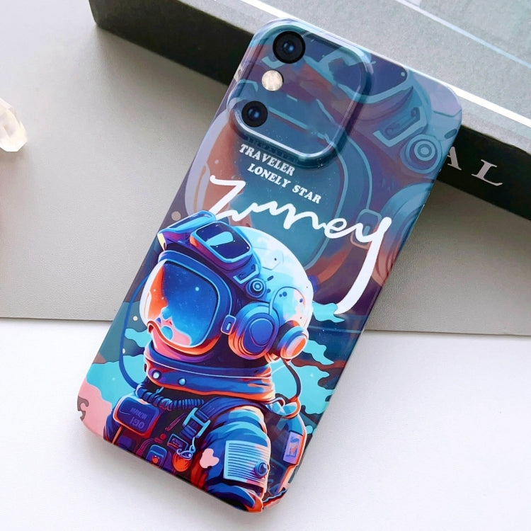 For iPhone XS Max Painted Pattern Precise Hole PC Phone Case(Blue Paint Astronaut) - More iPhone Cases by PMC TechLife | Online Shopping South Africa | PMC TechLife