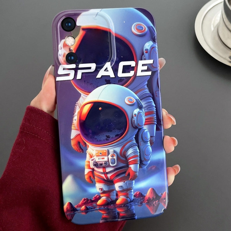 For iPhone XS Max Painted Pattern Precise Hole PC Phone Case(Orange White Astronaut) - More iPhone Cases by PMC Jewellery | Online Shopping South Africa | PMC Jewellery