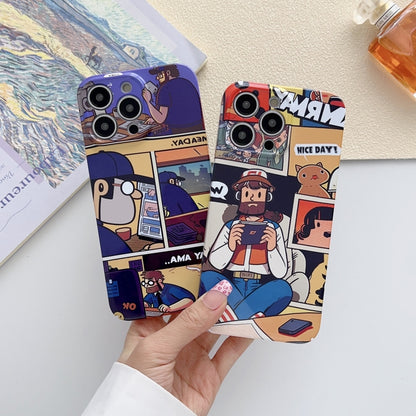 For iPhone 12 Painted Pattern Precise Hole PC Phone Case(Blue Paint Astronaut) - iPhone 12 / 12 Pro Cases by PMC Jewellery | Online Shopping South Africa | PMC Jewellery