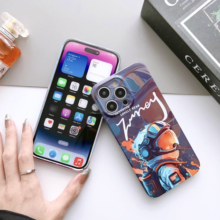 For iPhone 8 Plus / 7 Plus Painted Pattern Precise Hole PC Phone Case(Orange Paint Astronaut) - More iPhone Cases by PMC Jewellery | Online Shopping South Africa | PMC Jewellery