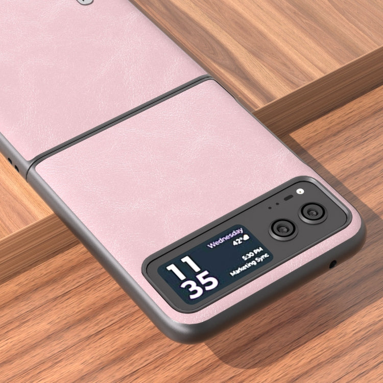 For Motorola Razr 40 ABEEL Cowhide Texture PU Phone Case(Pink) - free shipping - PMC TechLife - Order now!