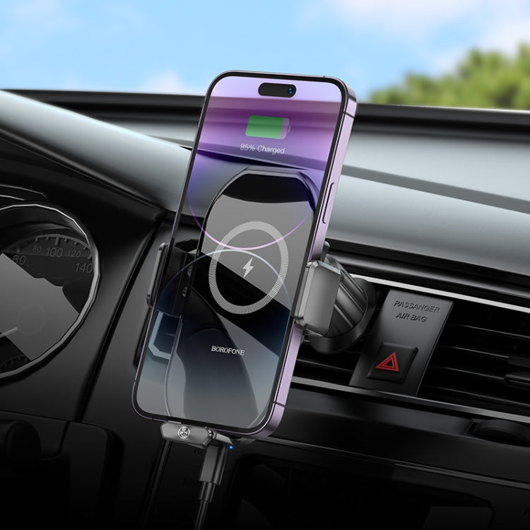 Borofone BH205 Rusher Infrared Wireless Fast Charging Air Outlet Car Holder(Black) - Wireless Charger Holders by Borofone | Online Shopping South Africa | PMC Jewellery