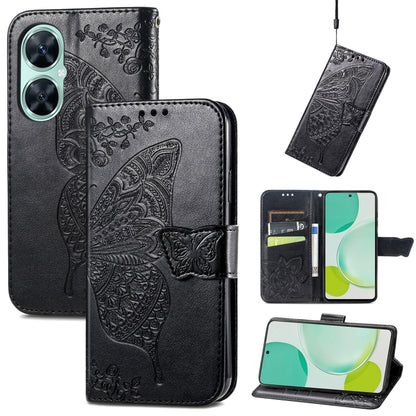 For Huawei nova 11i / Enjoy 60 Pro Butterfly Love Flower Embossed Flip Leather Phone Case(Black) - Huawei Cases by PMC Jewellery | Online Shopping South Africa | PMC Jewellery