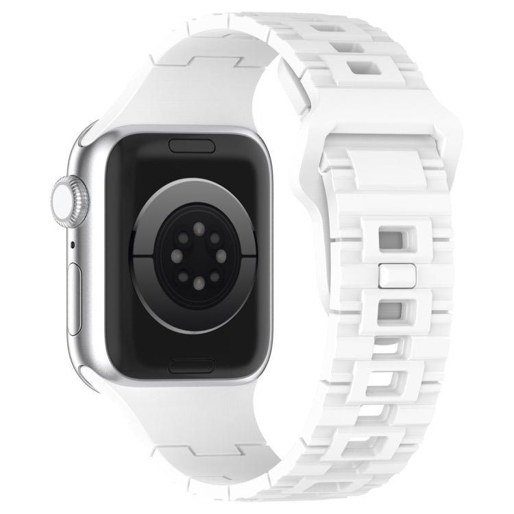 For Apple Watch 9 45mm Square Buckle Armor Style Silicone Watch Band(White) - Watch Bands by PMC TechLife | Online Shopping South Africa | PMC TechLife