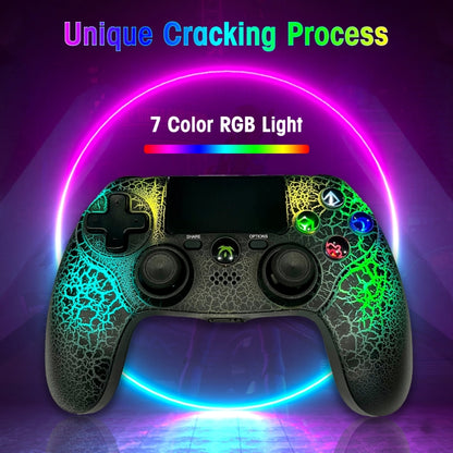 Crack Pattern RGB Light Wireless Game Controller for PS4 / PC / Android / iOS(Black) - Gamepads by PMC Jewellery | Online Shopping South Africa | PMC Jewellery