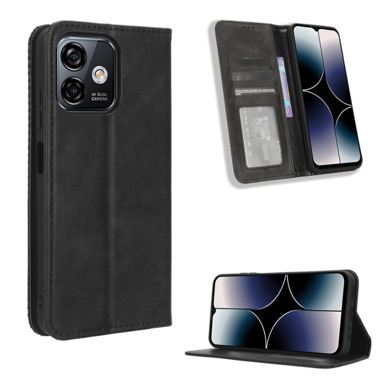 For Ulefone Note 16 Pro Magnetic Buckle Retro Texture Leather Phone Case(Black) - free shipping - PMC TechLife - Order now!