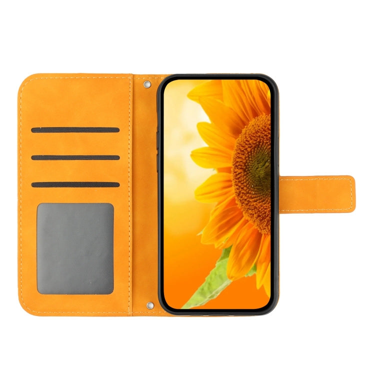 For Google Pixel 8 Pro Skin Feel Sun Flower Embossed Flip Leather Phone Case with Lanyard(Yellow) - Google Cases by PMC Jewellery | Online Shopping South Africa | PMC Jewellery