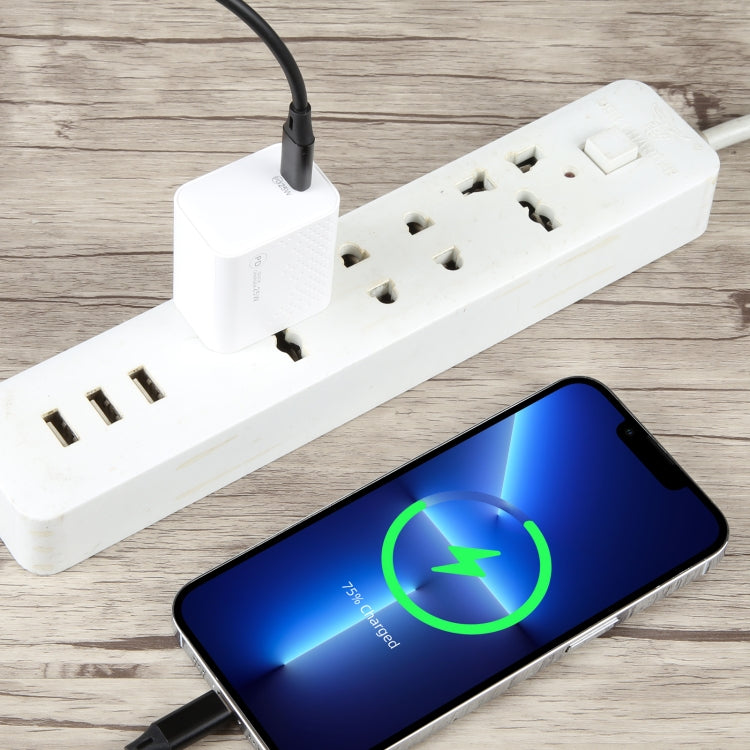 LZ-105PD 25W USB-C / Type-C Ports Dot Pattern Travel Charger, US Plug(White) - USB Charger by PMC Jewellery | Online Shopping South Africa | PMC Jewellery