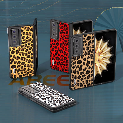 For Honor Magic V2 ABEEL Black Edge Leopard Phone Case(Golden) - Honor Cases by PMC Jewellery | Online Shopping South Africa | PMC Jewellery