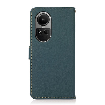 For OPPO Reno10 Global / 10 Pro Global KHAZNEH Custer Texture RFID Genuine Leather Phone Case(Green) - OnePlus Cases by PMC Jewellery | Online Shopping South Africa | PMC Jewellery