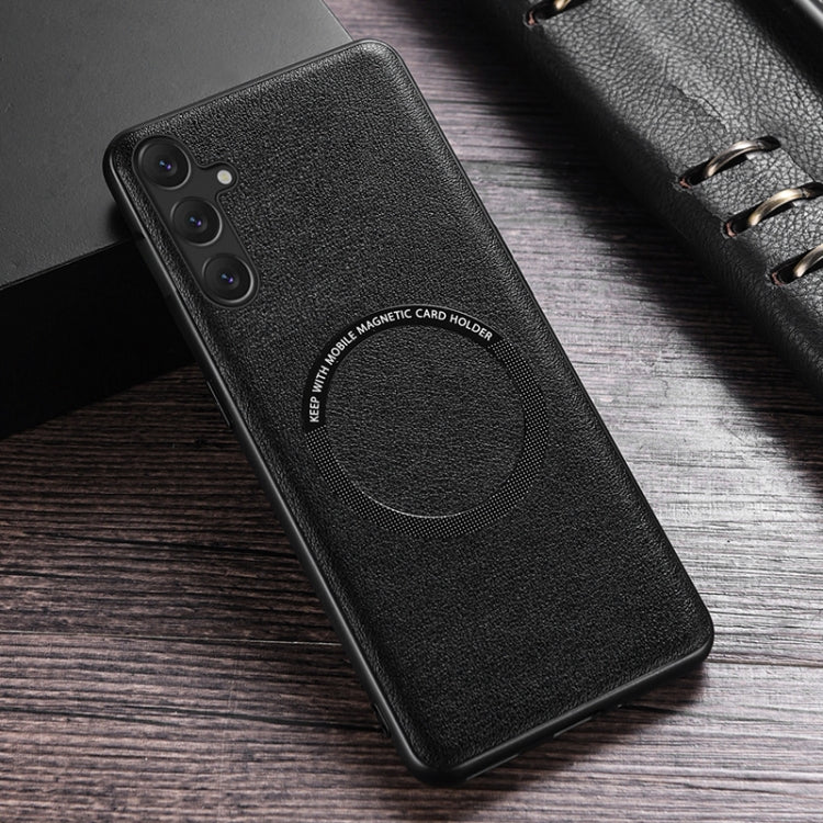 For Samsung Galaxy A35 MagSafe Magnetic PU Phone Case(Black) - Galaxy Phone Cases by PMC TechLife | Online Shopping South Africa | PMC TechLife