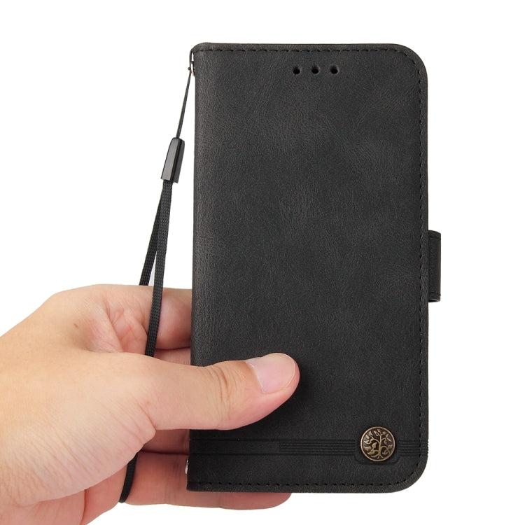 For Samsung Galaxy A55 Skin Feel Life Tree Metal Button Leather Phone Case(Black) - Galaxy Phone Cases by PMC TechLife | Online Shopping South Africa | PMC TechLife | Buy Now Pay Later Mobicred