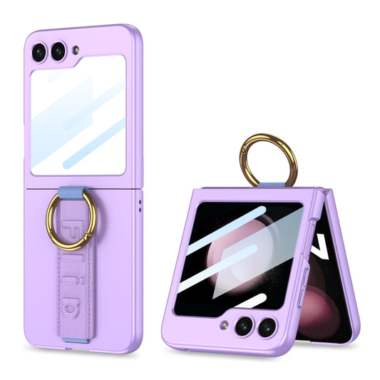 For Samsung Galaxy Z Flip5 GKK Integrated Ultrathin Shockproof Phone Case with Ring Wrist Strap(Purple) - Galaxy Z Flip5 Cases by GKK | Online Shopping South Africa | PMC Jewellery