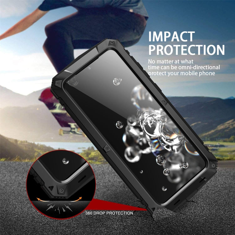 For Samsung Galaxy S20 Ultra R-JUST Waterproof Shockproof Dustproof Metal + Silicone Protective Case(Black) - Galaxy Phone Cases by R-JUST | Online Shopping South Africa | PMC Jewellery | Buy Now Pay Later Mobicred