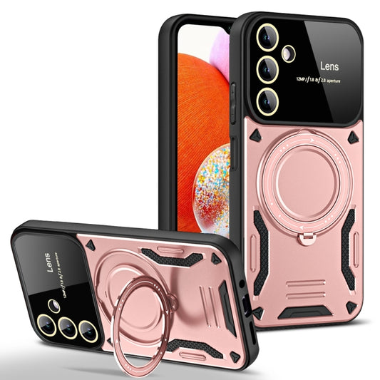 For Samsung Galaxy A14 5G Large Window MagSafe Holder Phone Case(Rose Gold) - Galaxy Phone Cases by PMC Jewellery | Online Shopping South Africa | PMC Jewellery