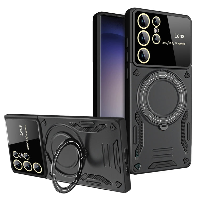 For Samsung Galaxy S23 Ultra 5G Large Window MagSafe Holder Phone Case(Black) - free shipping - PMC TechLife - Order now!