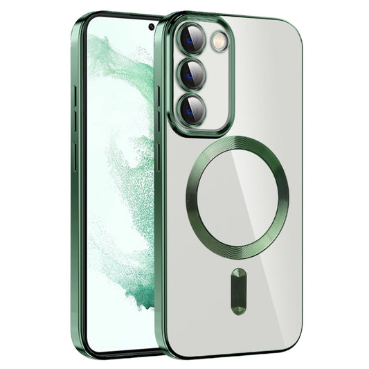 For Samsung Galaxy S22+ 5G CD Texture Plating TPU MagSafe Phone Case with Lens Film(Dark Green) - Galaxy S22+ 5G Cases by PMC Jewellery | Online Shopping South Africa | PMC Jewellery