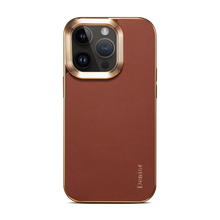 For iPhone 13 Pro Max Denior Cowhide Leather Plating Phone Case(Brown) - free shipping - PMC TechLife - Order now!