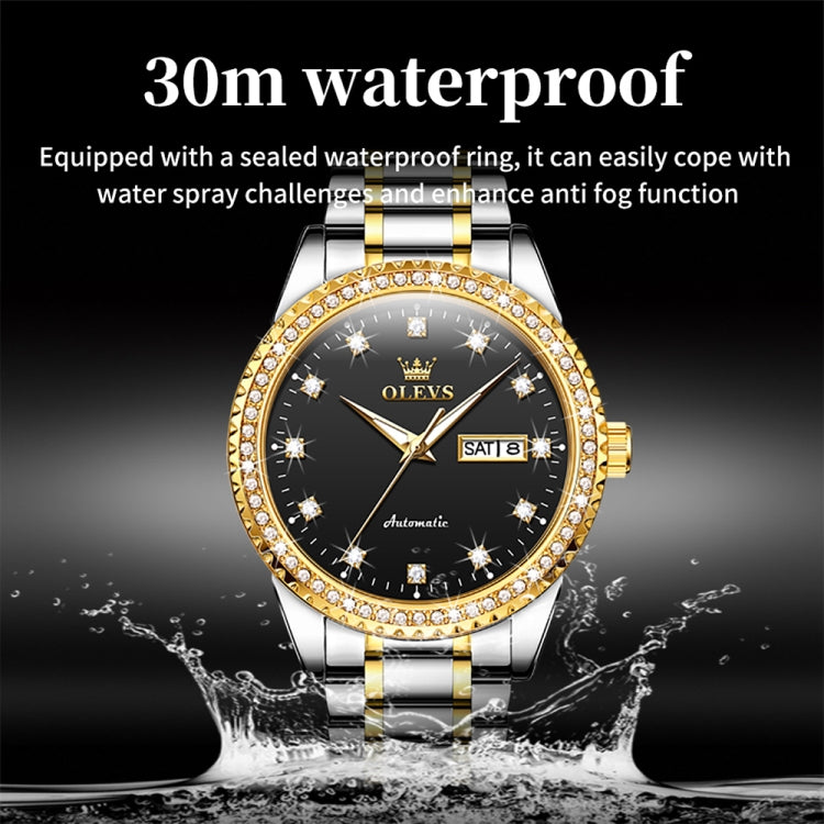 OLEVS 7003 Men Multifunctional Waterproof Mechanical Watch(Gold + Black) - Metal Strap Watches by OLEVS | Online Shopping South Africa | PMC Jewellery