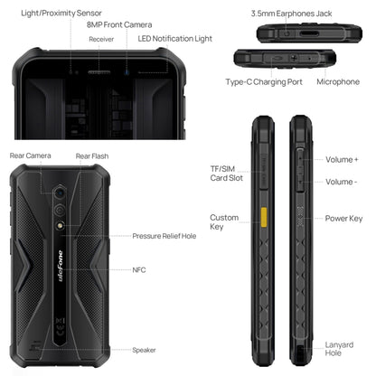 [HK Warehouse] Ulefone Armor X12 Pro, 4GB+64GB, IP68/IP69K Rugged Phone, 5.45 inch Android 13 MediaTek Helio G36 Octa Core, Network: 4G, NFC(All Black) - Ulefone by Ulefone | Online Shopping South Africa | PMC Jewellery