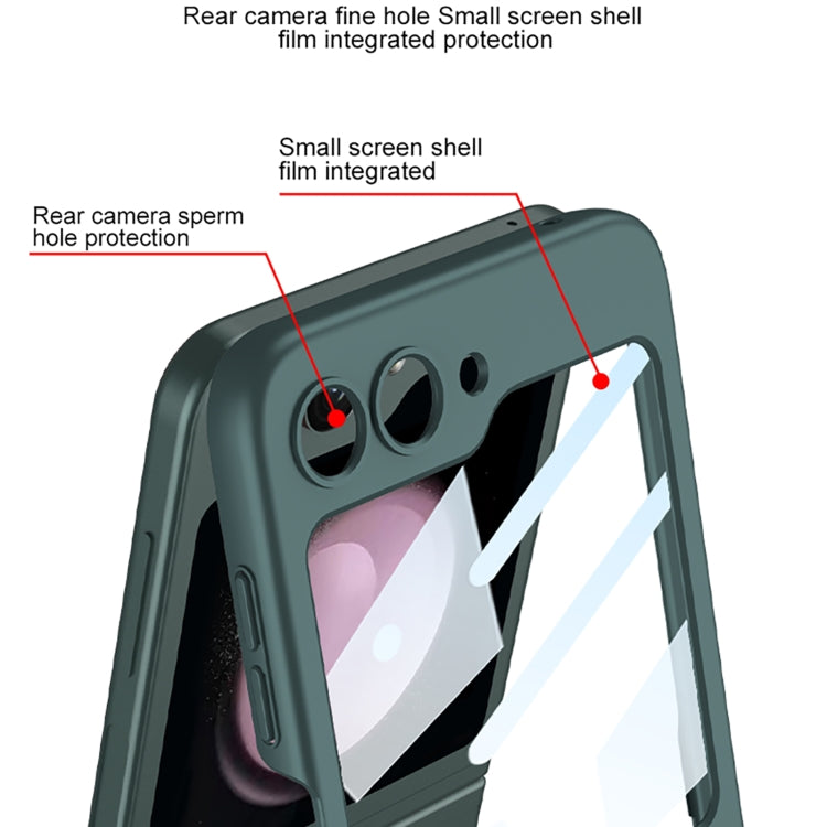For Samsung Galaxy Z Flip5 GKK Ultra-thin PC Full Coverage Ring Holder Phone Case with Strap(Dark Green) - free shipping - PMC TechLife - Order now!
