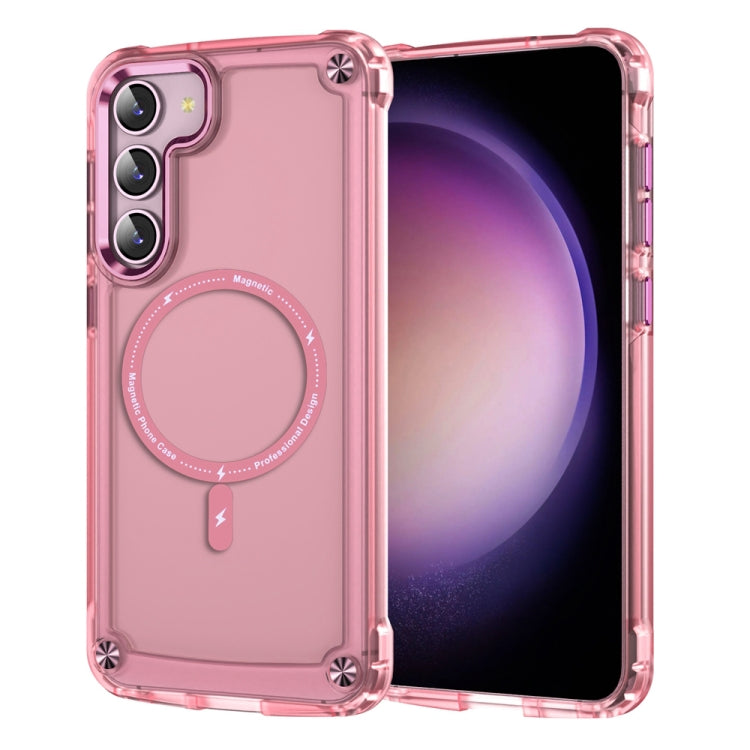 For Samsung Galaxy S23 5G Skin Feel TPU + PC MagSafe Magnetic Phone Case(Transparent Pink) - Galaxy S23 5G Cases by PMC Jewellery | Online Shopping South Africa | PMC Jewellery