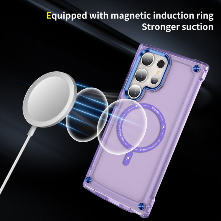 For Samsung Galaxy S22 Ultra 5G Skin Feel TPU + PC MagSafe Magnetic Phone Case(Transparent Purple) - Galaxy S22 Ultra 5G Cases by PMC Jewellery | Online Shopping South Africa | PMC Jewellery