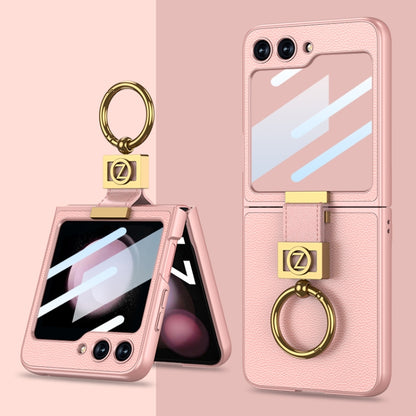 For Samsung Galaxy Z Flip5 GKK Ultra-thin Z Ring Holder Leather Phone Case(Pink) - Galaxy Z Flip5 Cases by GKK | Online Shopping South Africa | PMC Jewellery | Buy Now Pay Later Mobicred