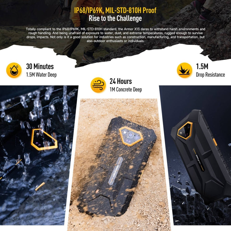 [HK Warehouse] Ulefone Armor X13, 6GB+64GB, IP68/IP69K Rugged Phone, 6.52 inch Android 13 MediaTek Helio G36 Octa Core, Network: 4G, NFC, OTG(Some Orange) - Ulefone by Ulefone | Online Shopping South Africa | PMC Jewellery