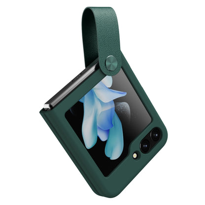 For Samsung Galaxy Z Flip5 NILLKIN Skin Feel Liquid Silicone Phone Case With Finger Strap(Green) - Galaxy Z Flip5 Cases by NILLKIN | Online Shopping South Africa | PMC Jewellery