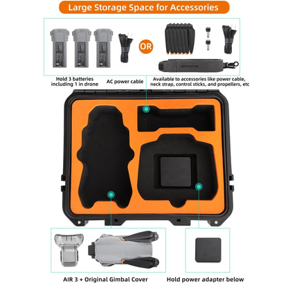 For DJI Air 3 Sunnylife Safety Carrying Case Large Capacity Waterproof Shock-proof Hard Travel Case Standard Version - Carry Cases & Bags by Sunnylife | Online Shopping South Africa | PMC Jewellery | Buy Now Pay Later Mobicred