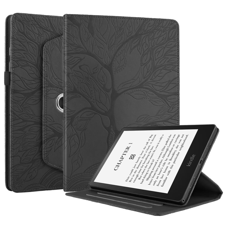 For Amazon Kindle Paperwhite 5 Tree Life Embossed Rotation Leather Smart Tablet Case(Black) - Amazon by PMC TechLife | Online Shopping South Africa | PMC TechLife | Buy Now Pay Later Mobicred
