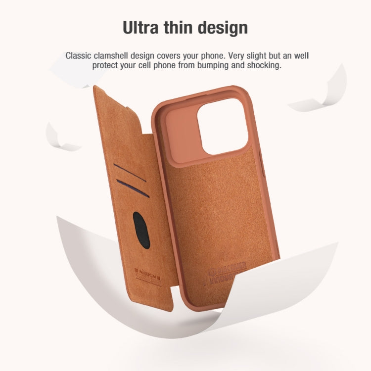 For iPhone 15 Pro Max NILLKIN QIN Series Pro Sliding Camera Cover Design Leather Phone Case(Brown) - iPhone 15 Pro Max Cases by NILLKIN | Online Shopping South Africa | PMC Jewellery