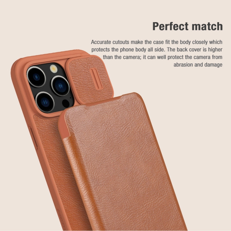 For iPhone 15 Pro Max NILLKIN QIN Series Pro Sliding Camera Cover Design Leather Phone Case(Black) - iPhone 15 Pro Max Cases by NILLKIN | Online Shopping South Africa | PMC Jewellery | Buy Now Pay Later Mobicred