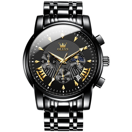 OLEVS 2892 Men Multifunctional Business Waterproof Quartz Watch(Black) - Metal Strap Watches by OLEVS | Online Shopping South Africa | PMC Jewellery