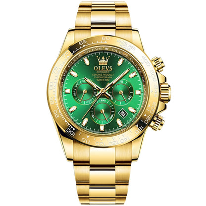 OLEVS 6638 Men Multifunctional Luminous Waterproof Mechanical Watch(Green) - Metal Strap Watches by OLEVS | Online Shopping South Africa | PMC Jewellery