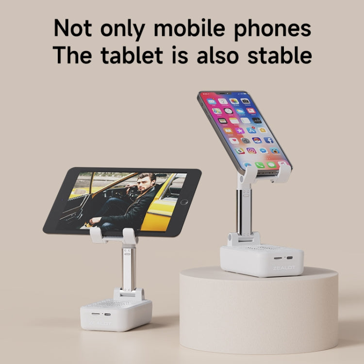 Zealot Z7 2 in 1 Foldable Phone Holder with Wireless Bluetooth Speaker(White) - Desktop Holder by ZEALOT | Online Shopping South Africa | PMC TechLife | Buy Now Pay Later Mobicred