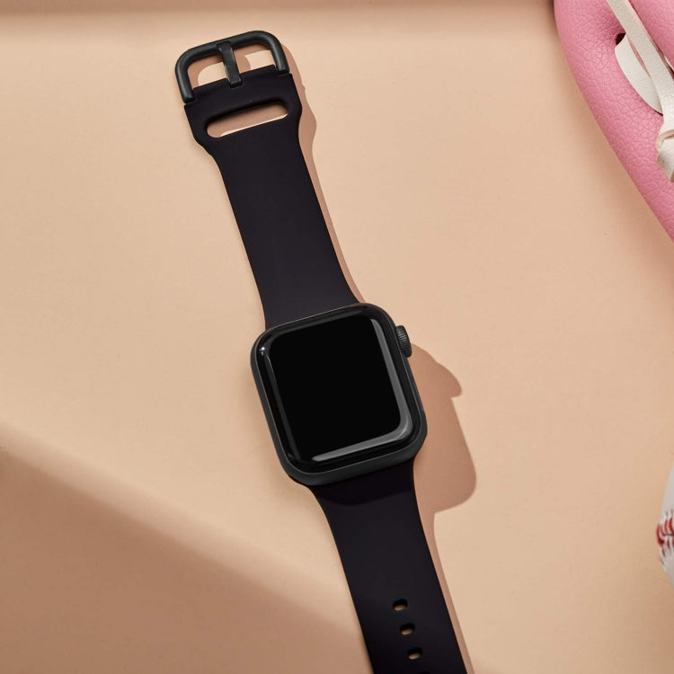 For Apple Watch 4 40mm Pin Buckle Silicone Watch Band(Black) - Watch Bands by PMC TechLife | Online Shopping South Africa | PMC TechLife