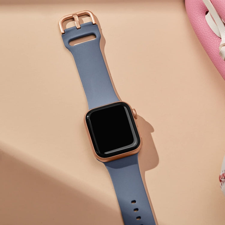 For Apple Watch Series 3 38mm Pin Buckle Silicone Watch Band(Blue Grey) - free shipping - PMC TechLife - Order now!