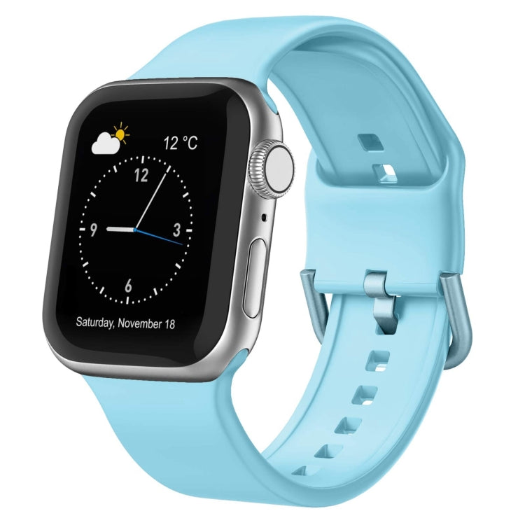 For Apple Watch Series 9 41mm Pin Buckle Silicone Watch Band(Light Blue) - Watch Bands by PMC TechLife | Online Shopping South Africa | PMC TechLife