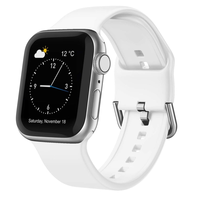 For Apple Watch Series 9 45mm Pin Buckle Silicone Watch Band(White) - Watch Bands by PMC TechLife | Online Shopping South Africa | PMC TechLife