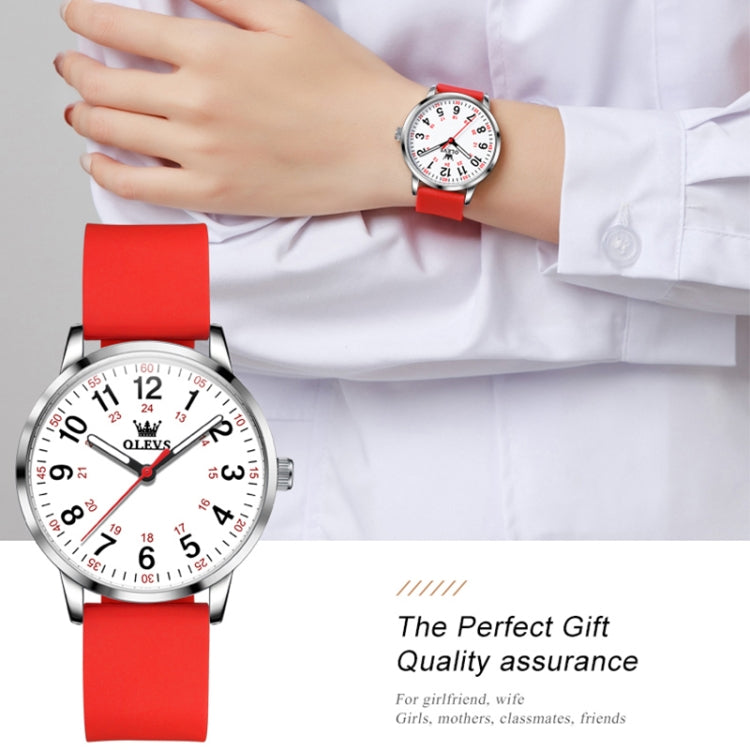 OLEVS 9953 Women Simple Silicone Strap Waterproof Quartz Watch(Red) - Silicone Strap Watches by OLEVS | Online Shopping South Africa | PMC Jewellery