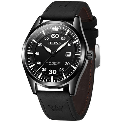 OLEVS 9962 Men Multifunctional Waterproof Quartz Watch(Silver + Black) - Leather Strap Watches by OLEVS | Online Shopping South Africa | PMC Jewellery