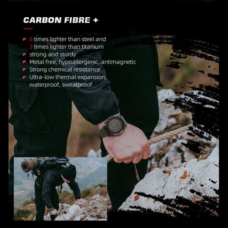 NORTH EDGE ALPS Outdoor Waterproof Men Carbon Fiber Digital Nylon Strap Smart Sports Watch(Black) - Sport Watches by NORTH EDGE | Online Shopping South Africa | PMC Jewellery | Buy Now Pay Later Mobicred