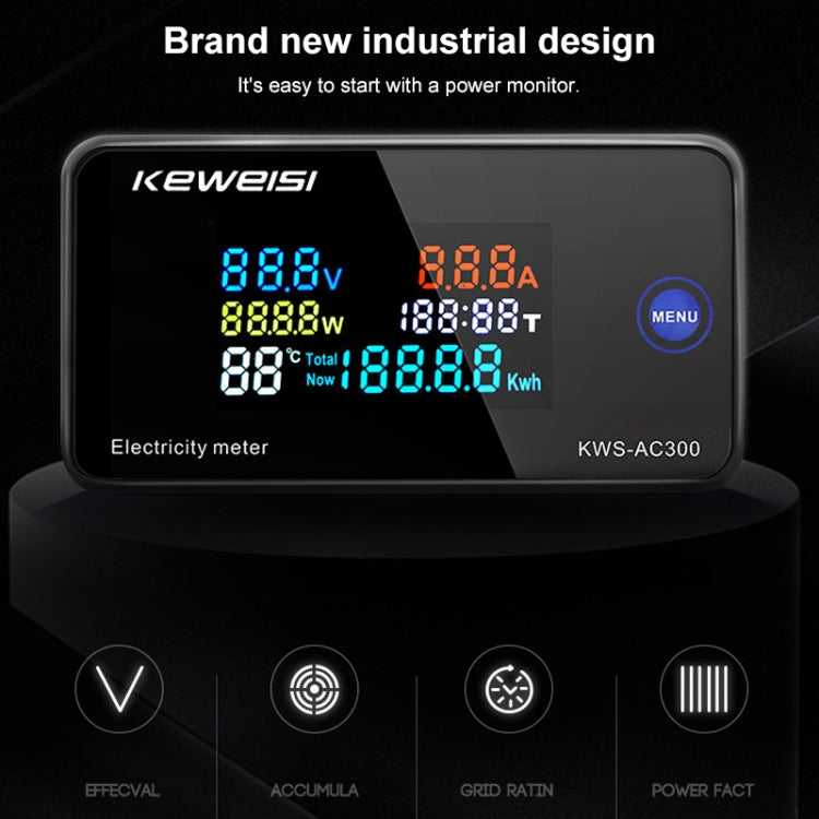 KWS-AC300-100A 50-300V AC Digital Current Voltmeter with Opening Transformer(Black) - Current & Voltage Tester by PMC TechLife | Online Shopping South Africa | PMC TechLife | Buy Now Pay Later Mobicred