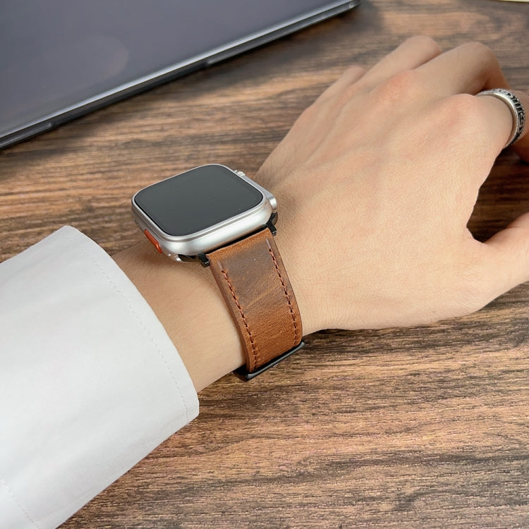 For Apple Watch SE 2023 44mm Retro Texture Leather Watch Band(Blue) - Watch Bands by PMC TechLife | Online Shopping South Africa | PMC TechLife