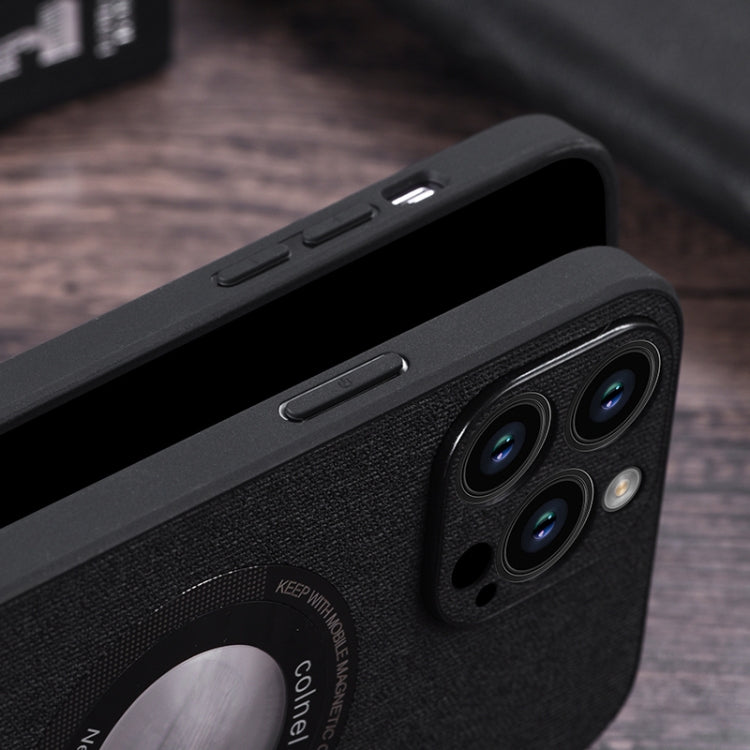For iPhone 15 Pro Max Cloth Texture MagSafe Magnetic PU Phone Case(Light Green) - free shipping - PMC TechLife - Order now!