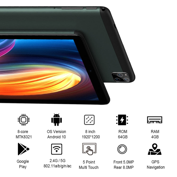 BDF P8 3G Phone Call Tablet PC 8.0 inch, 4GB+64GB, Android 10.0 MTK8321 Octa Core, Support Dual SIM, EU Plug(Green) - BDF by BDF | Online Shopping South Africa | PMC Jewellery