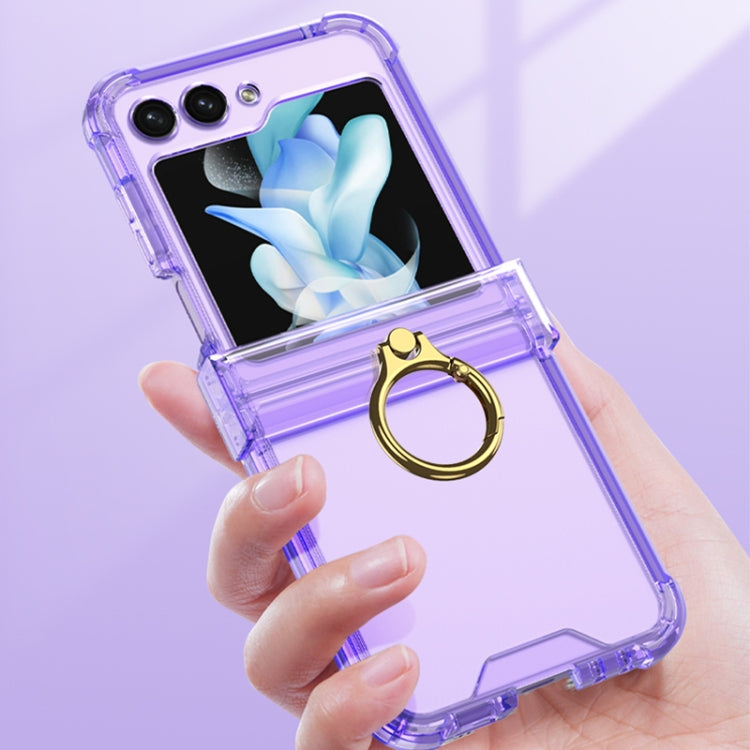 For Samsung Galaxy Z Flip5 Gkk Airbag Hinge Silicone Phone Case with Ring Holder(Transparent Blue) - Galaxy Z Flip5 Cases by GKK | Online Shopping South Africa | PMC Jewellery